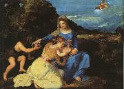  Titian Madonna and Child with the Young St.John the Baptist St.Catherine USA oil painting reproduction